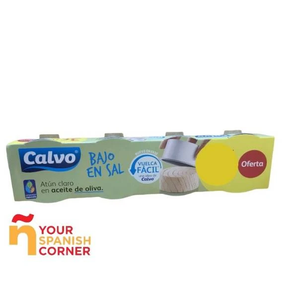 Atún Claro En Aceite De Oliva Bajo En Sal CALVO 4x65g. 3 Atún Claro En Aceite De Oliva Bajo En Sal CALVO 4x65g.