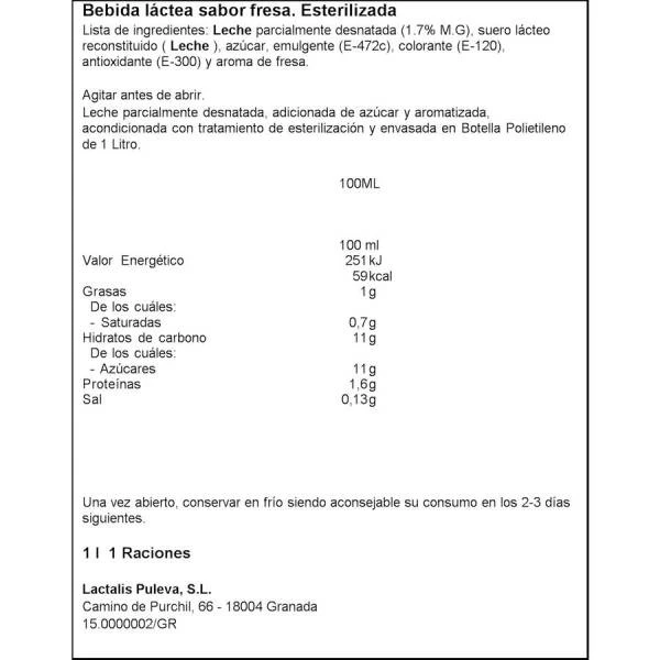 Batido Sabor Fresa CHOLECK 1l. 4 Batido Sabor Fresa CHOLECK 1l. - Imagen 2