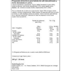 Nestlé® Café Soluble Cappuccino Descafeinado NESCAFE 250 Gr -Alimentación Especializadas Tienda cafe soluble cappuccino descafeinado nescafe 250 gr 1