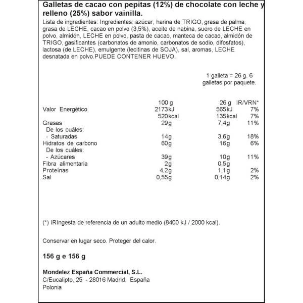Galletas Chips Ahoy Extra Oreo Creme MONDELEZ 156 G. 4 Galletas Chips Ahoy Extra Oreo Creme MONDELEZ 156 G. - Imagen 2