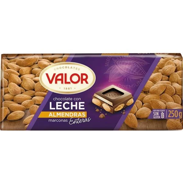 Chocolate Con Leche Y Almendras VALOR 250g. 3 Chocolate Con Leche Y Almendras VALOR 250g.
