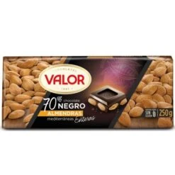 Chocolate Negro 70% Con Almendras VALOR 250g.