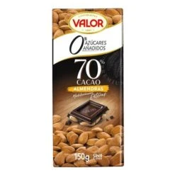 Chocolate Negro 70% Con Almendras Sin Azúcar Añadido VALOR 150g.