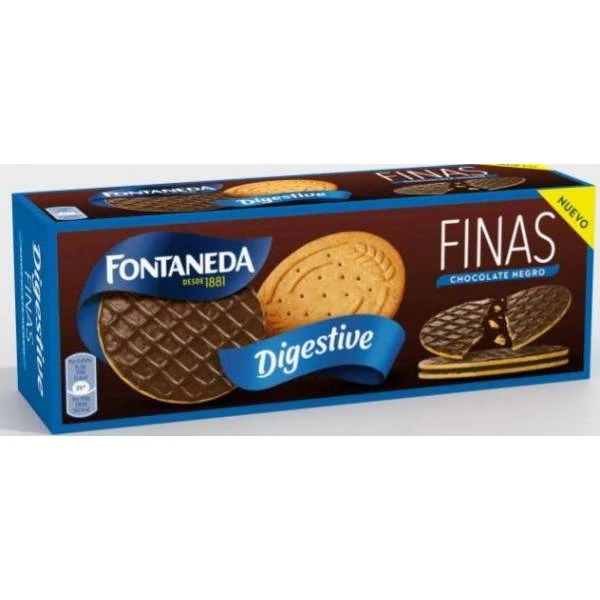 Galletas Digestive Finas Chocolate Negro FONTANEDA 170 G. 3 Galletas Digestive Finas Chocolate Negro FONTANEDA 170 G.