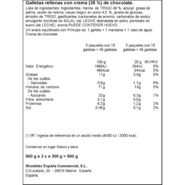 GALLETAS RELLENAS DE CHOCOLATE PRÍNCIPE "LU" 3 X 300 G. 4 GALLETAS RELLENAS DE CHOCOLATE PRÍNCIPE "LU" 3 X 300 G. - Imagen 2