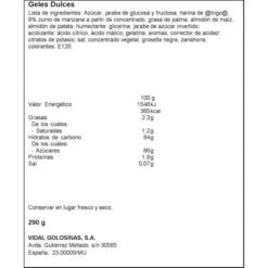 Ritmo Fresa Nata VIDAL 290g. 7 Ritmo Fresa Nata VIDAL 290g. -Alimentación Especializadas Tienda geles dulces ritmo fresa nata vidal 300g 2