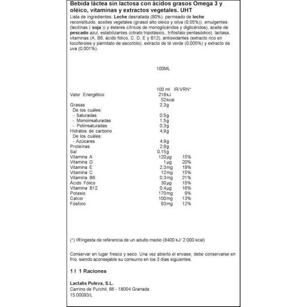 Leche Desnatada Omega 3 Sin Lactosa PULEVA 1l. 4 Leche Desnatada Omega 3 Sin Lactosa PULEVA 1l. - Imagen 2