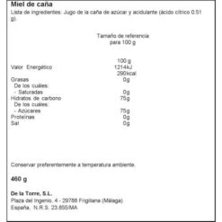 Miel De Caña DE LA TORRE 460g. -Alimentación Especializadas Tienda miel de cana 1