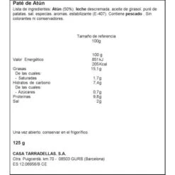 Paté De Atún CASA TARRADELLAS 125g. 5 Paté De Atún CASA TARRADELLAS 125g. -Alimentación Especializadas Tienda pate de atun casa tarradellas 1