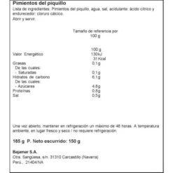 Pimientos Del Piquillo Enteros Extra BAJAMAR 185g. -Alimentación Especializadas Tienda pimientos del piquillo enteros extra 1