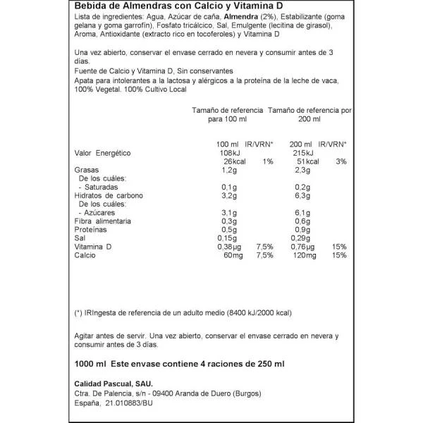 Bebida De Almendras VIVESOY PASCUAL 1l. 3 Bebida De Almendras VIVESOY PASCUAL 1l. - Imagen 2