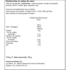 Zamburiñas En Salsa De Vieira DARDO 115g. -Alimentación Especializadas Tienda zamburinas en salsa de vieira 1